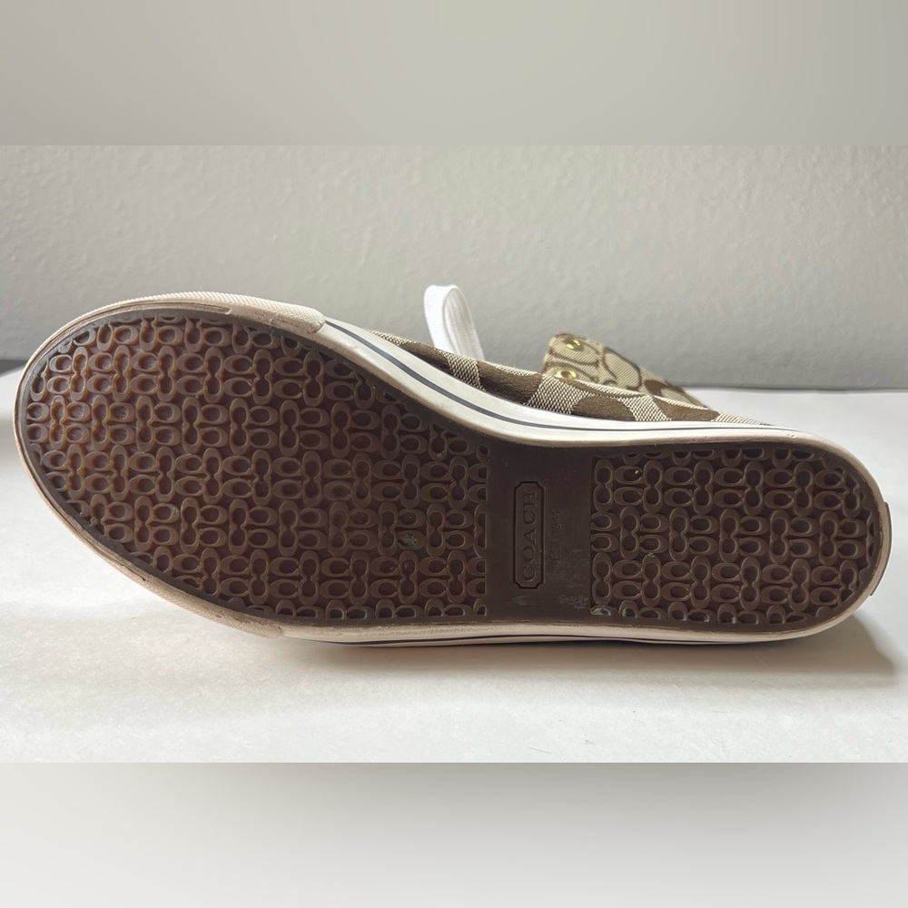 Coach Signature Bonney High Top Sneakers A1283 Tan and Brown Size 9M - Picture 10 of 13